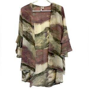 2/30 Versona Semi Sheer Abstract Print Open-Front Kimono | Size S